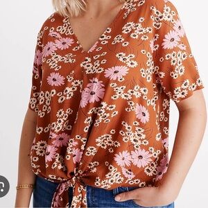 Madewell Floral Tie Front Blouse